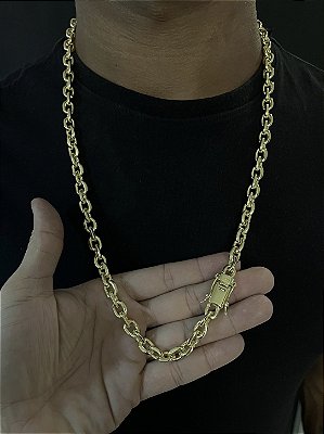 Corrente Cadeado 8mm 70cm – Banho Ouro 18k