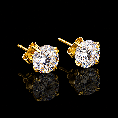 Brinco Ponto de Luz Solitário com Zircônia Redonda – Banho Ouro 18k