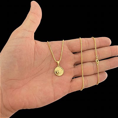 CORRENTE VENEZIANA(  1.5mm- 70cm) + PINGENTE MEDUSA - BANHO DE OURO 18k