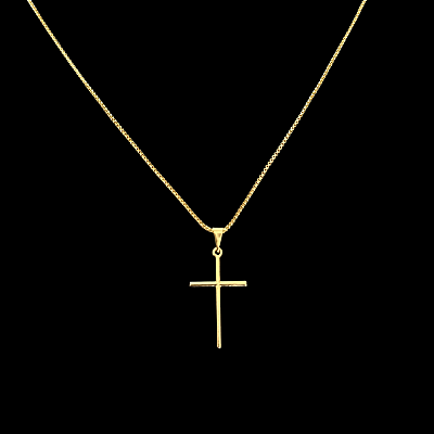 CORRENTE VENEZIANA (2mm- 70cm) + PINGENTE CRUZ LISA - BANHO DE OURO 18k