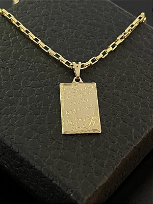 PINGENTE PLAQUINHA ( O SENHOR É MEU PASTOR NADA ME FALTARÁ)  2g; 2x3,5cm- BANHO DE OURO 18K