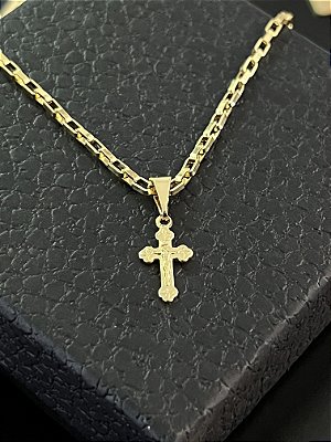 PINGENTE  CRUCIFIXO JESUS  DETALHADO( 2g- 1x1cm) PP - BANHO DE OURO 18k