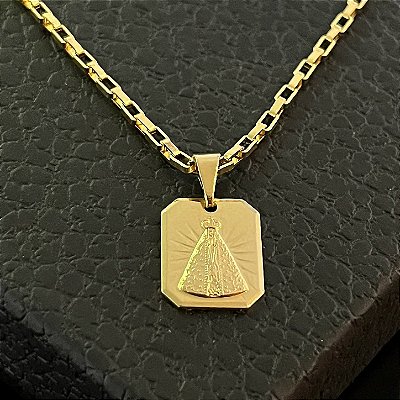 Pingente Placa Nossa Senhora – Banhado a Ouro 18K