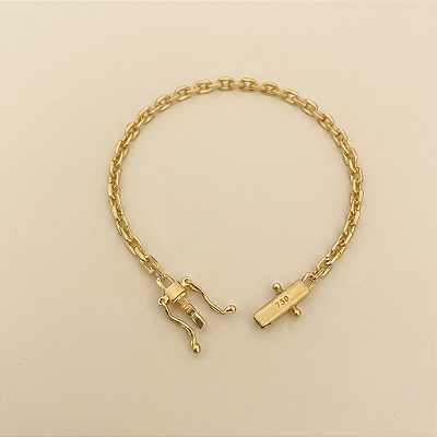 Pulseira Cadeado 3mm 21cm – Banhada a Ouro 18K