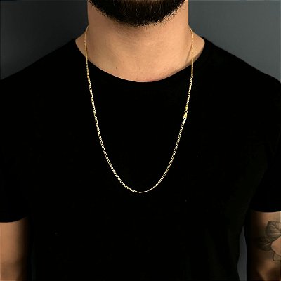 CORRENTE GRUMET( 2mm -70CM )- BANHADO A OURO 18K
