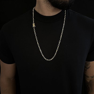 CARTIE MEIA CANA  (4mm- 18G) 70cm - FECHO COM MARCAÇÃO 750 - BANHADA A OURO 18K