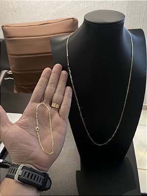 CORRENTE PIASTRINE ( 2mm - 70cm) + PULSEIRA PIASTRINE ( 2mm - 20cm) - BANHADO A OURO 18K