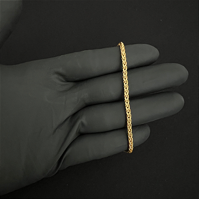 Corrente Peruana 3mm 70cm + Pulseira 21cm – Banho Ouro 18k