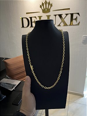 CORRENTE CADEADO (7mm 45G) -70cm - COM FECHO CANHÃO - BANHADO A OURO 18k