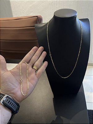 CORRENTE 3x1 (3mm-70Cm) + PULSEIRA 3X1   (3mm-20Cm) FECHO TRADICIONAL  - BANHADO A OURO 18K