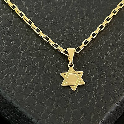 Pingente Estrela de Davi Vazada – Banhado a Ouro 18K