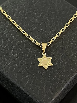 PINGENTE ESTRELA DE DAVI( 8g- 3x3cm) - BANHO DE OURO 18k