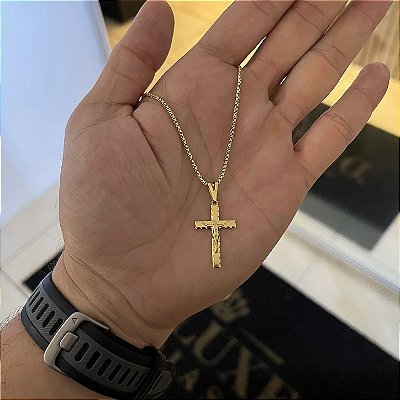 Corrente Veneziana 2mm 70cm + Pingente Cruz – Banhada a Ouro 18K