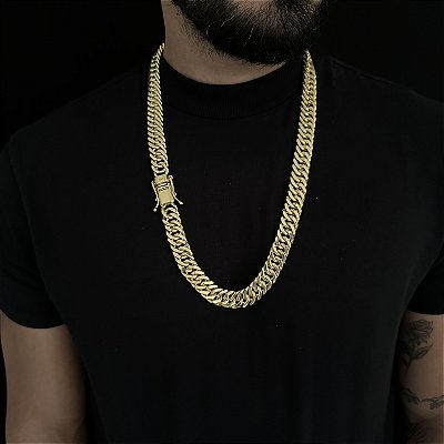 CORRENTE LACRAIA (13mm -70cm) FECHO COM MARCAÇÃO 750 - BANHADO A OURO 18K