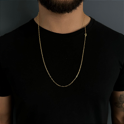 Corrente Cartier 1.5mm 60cm + Pingente Ferradura – Banhada a Ouro 18K