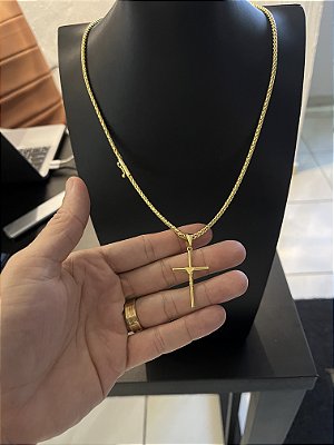 CORRENTE PERUANA( 5mm- 70cm) + PINGENTE CRUZ AMARRADA