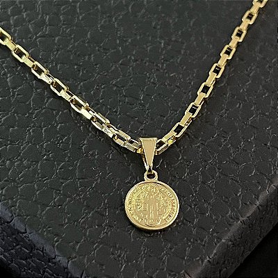 Pingente Medalha São Bento Pequena – Banhado a Ouro 18K