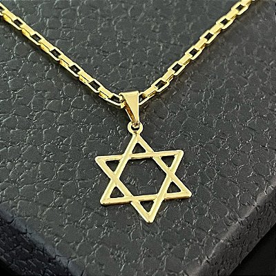 Pingente Estrela de Davi Vazada – Banhado a Ouro 18K