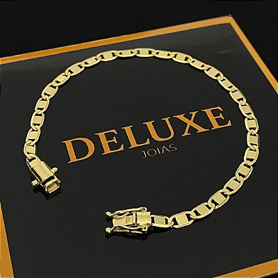 PULSEIRA  PIASTRINE ( 4MM - 10G-20CM)  - FECHO COM MARCAÇÃO 750 - BANHO DE OURO 18k.