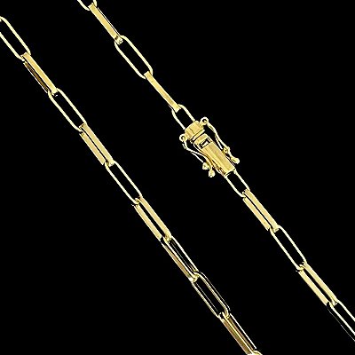 Corrente Tijolinho Alongado 5mm 70cm – Banho Ouro 18k