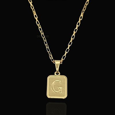 Pingente Placa Letra G – Banho Ouro 18k