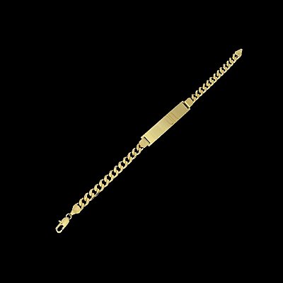 BRACELETE COM PLACA E ELO GRUMET( 5mm -13g)-21cm - BANHADO A OURO 18K