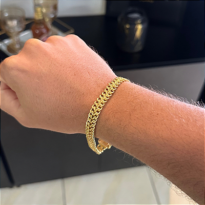 PULSEIRA GRUMET DUPLA (7mm -26G-21 CM)  - FECHO COM MARCAÇÃO 750 - BANHO DE OURO 18k.