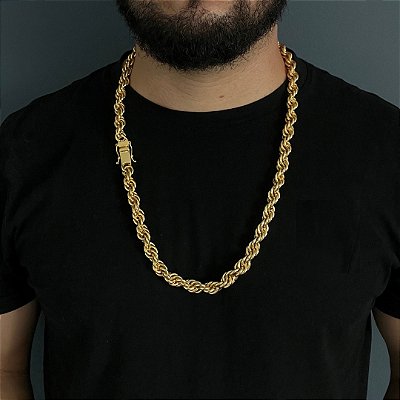 CORRENTE BAIANA ( 13mm- 70cm) FECHO COM MARCAÇÃO 750- BANHADO A OURO 18k
