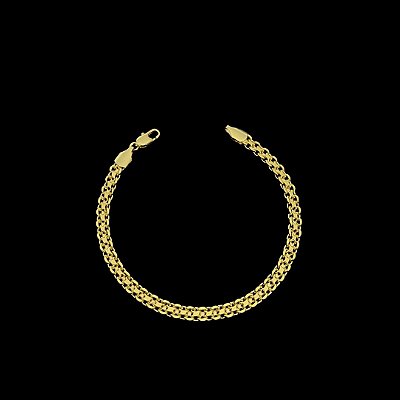 PULSEIRA CADEADO duplos (7MM - 16G) - 21 CM  - BANHO DE OURO 18k.
