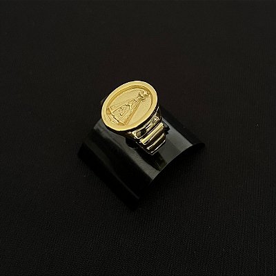 Anel Modelo Nossa Senhora Aparecida em Medalhão Redondo – Banhado a Ouro 18K