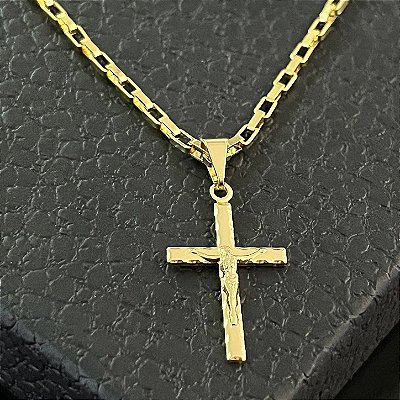 Pingente Crucifixo com Jesus Detalhado 2g 2x2,5cm – Banhado a Ouro 18K