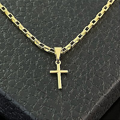 Pingente Cruz Palito Lisa M – Banhado a Ouro 18K