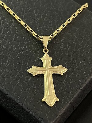 PINGENTE  CRUZ RACIONAIS ( 3G- 2.5x3cm ) - BANHO DE OURO 18k