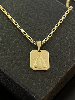 PINGENTE PLACA NOSSA SENHORA  P. ( 1,5g-   2x2cm) - BANHO DE OURO 18k