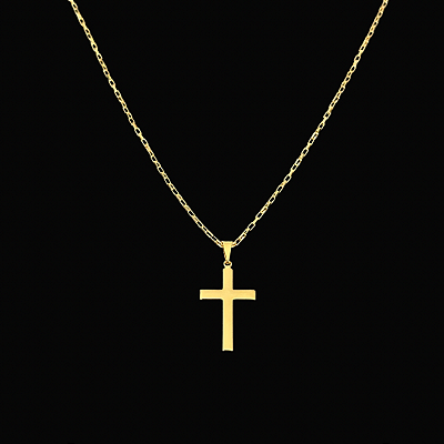 PINGENTE  CRUCIFIXO CHAPADO LISO   P. ( 1,5g-   2x2cm) - BANHADO A OURO 18K.