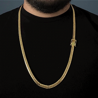 Corrente Lacraia 6mm 70cm – Banho Ouro 18k