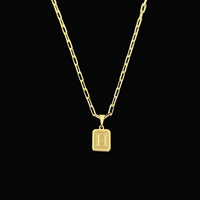 Pingente Placa Letra H – Banho Ouro 18k