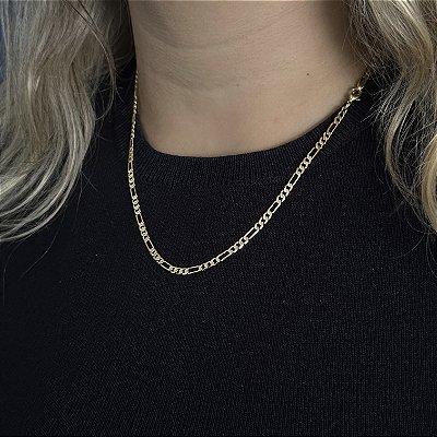 CORRENTE 3x1  ( 2mm 50cm FEM ) - BANHO DE OURO 18k