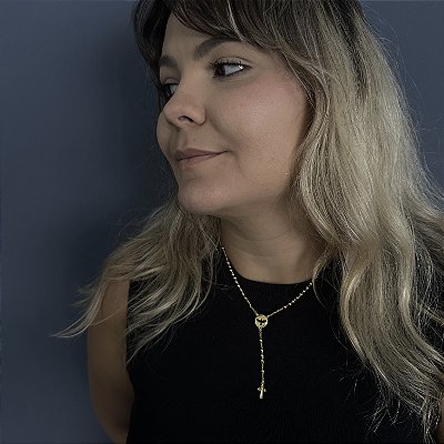 TERÇO  ESPIRITO SANTO ( 1.8mm 50cm FEM ) - BANHO DE OURO 18k