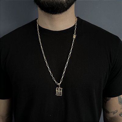 CORRENTE  CARTIE MEIA CANA ( 70cm- 4mm) + PINGENTE PERGAMINHO  - BANHADO A OURO 18K
