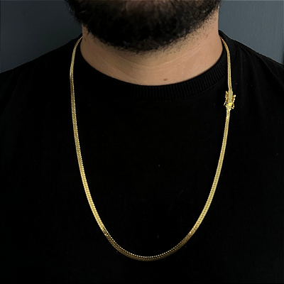 Corrente Lacraia 4mm 70cm – Banhada a Ouro 18K