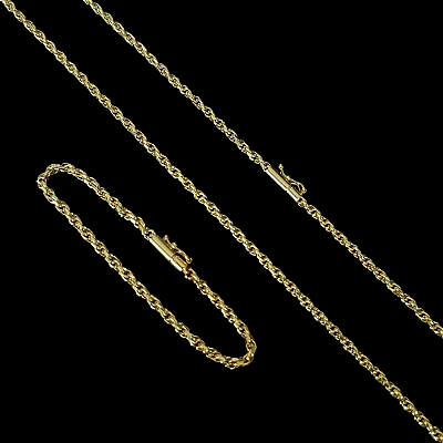 Corrente 3mm 70cm + Pulseira 21cm – Banho Ouro 18k