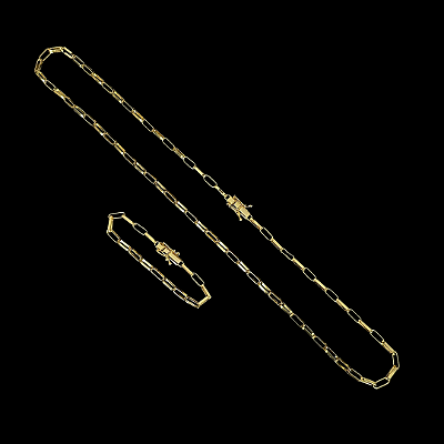 Corrente Cartier 5mm 20cm + Pulseira 21cm – Banho Ouro 18k