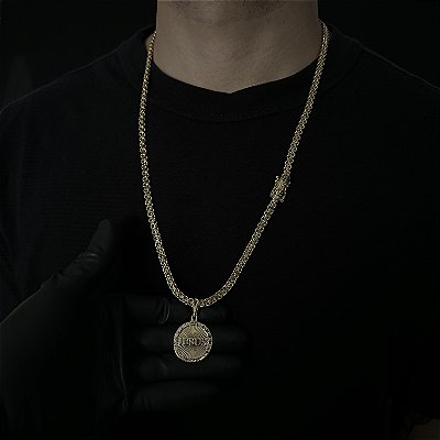 Corrente Cadeado 5mm 70cm + Pingente Jesus – Banhada a Ouro 18K
