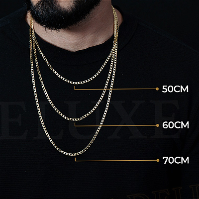 CORRENTE GRUMET (3MM - 50, 60cm ou 70cm) - BANHADO A OURO 18k