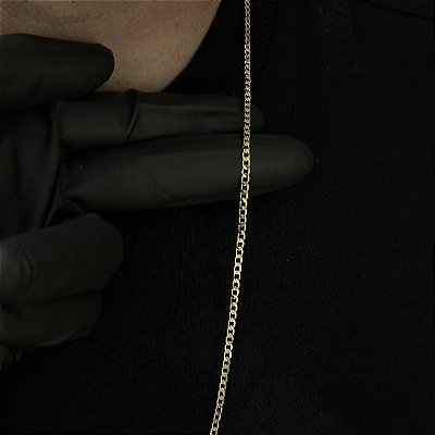 Corrente Grumet 3mm – Escolha o Tamanho 50, 60 ou 70cm – Banhada a Ouro 18K