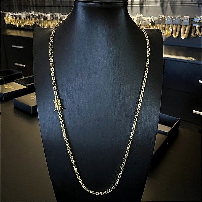 Corrente Cadeado 3mm – Escolha o Tamanho 50, 60 ou 70cm – Banhada a Ouro 18K
