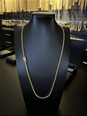 CORRENTE CADEADO FECHO GAVETA COM MARCAÇÃO  750 (3MM - 50, 60cm ou 70cm)  -  BANHADO A OURO 18k