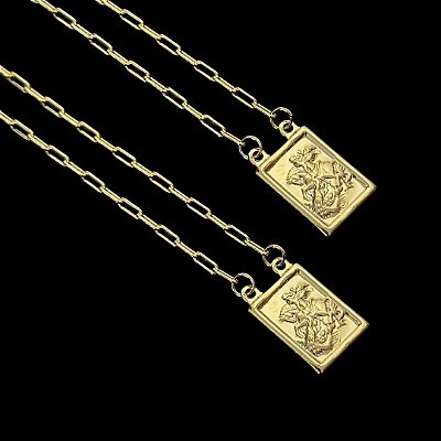 ESCAPULÁRIO SÃO JORGE CORRENTE CARTIE ( 60/70cm) - BANHADO A OURO 18K.