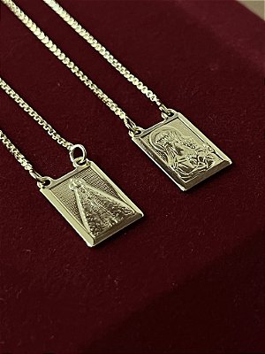 ESCAPULÁRIO CONVENCIONAL  NOSSA SENHORAS  CORRENTE VENEZIANA (1.8MM 60cm ou 70cm) -  BANHADO A OURO 18k